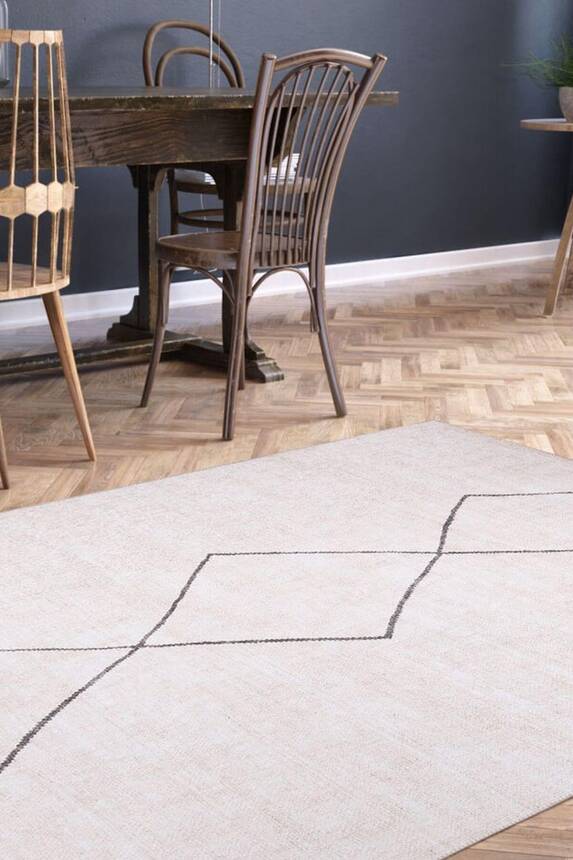 Outlet 75x150 Soul Etnik Desenli Dokuma Taban Dekoratif Bej Halı AL-194 - 1