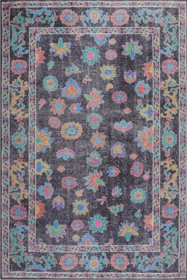 Outlet 75x150 Soul Etnik Geometrik Çiçek Desenli Dokuma Taban Dekoratif Siyah Halı AL-146 - 2