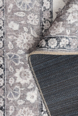 Outlet 75x150 Stonart Eskitme Vintage Desenli Gri Otantik Yıkanabilir Şönil Halı AL-447 - 5