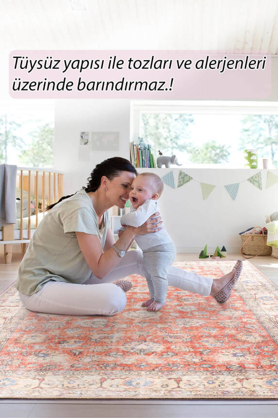 Outlet 75x230 Blues Vintage Desenli Dokuma Taban Dekoratif Kırmızı Halı AL-417 - 8