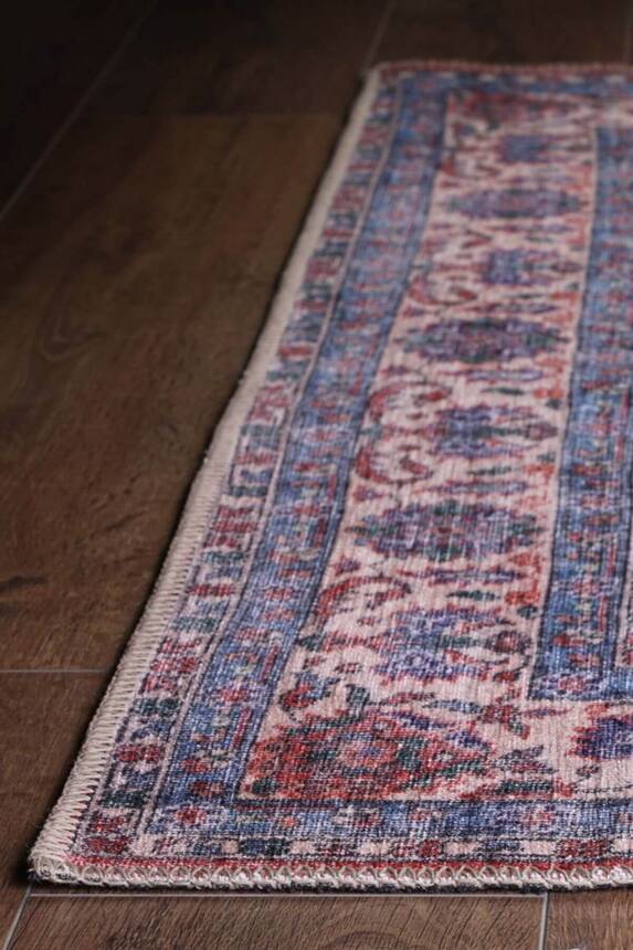 Outlet 75x230 Blues Vintage Desenli Dokuma Taban Dekoratif Kırmızı Halı AL-84 - 5