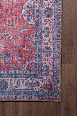 Outlet 75x230 Blues Vintage Desenli Dokuma Taban Dekoratif Kırmızı Halı AL-84 - 2