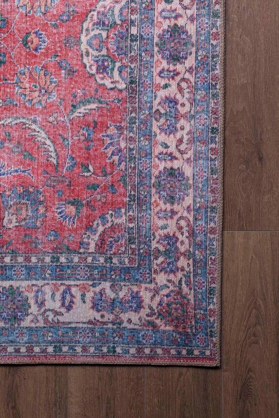 Outlet 75x230 Blues Vintage Desenli Dokuma Taban Dekoratif Kırmızı Halı AL-84 - 2