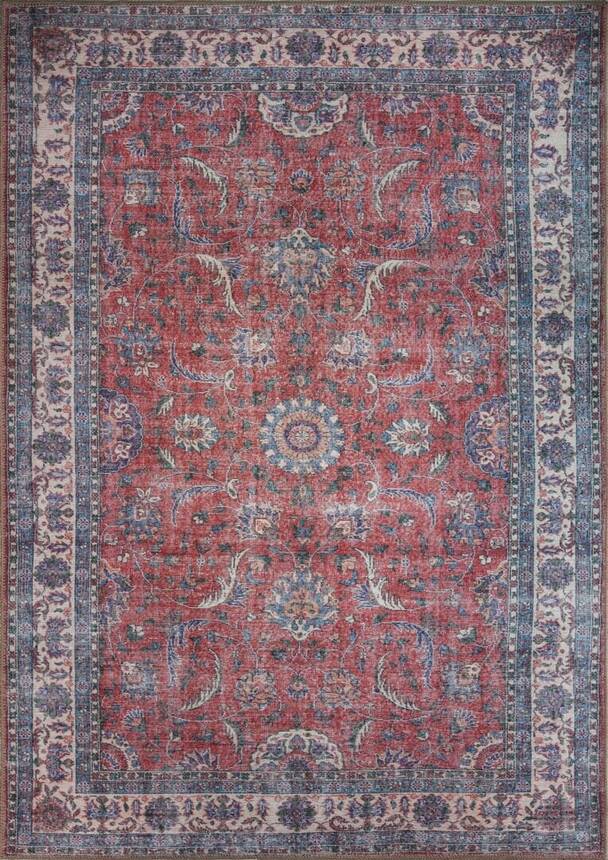 Outlet 75x230 Blues Vintage Desenli Dokuma Taban Dekoratif Kırmızı Halı AL-84 - 1