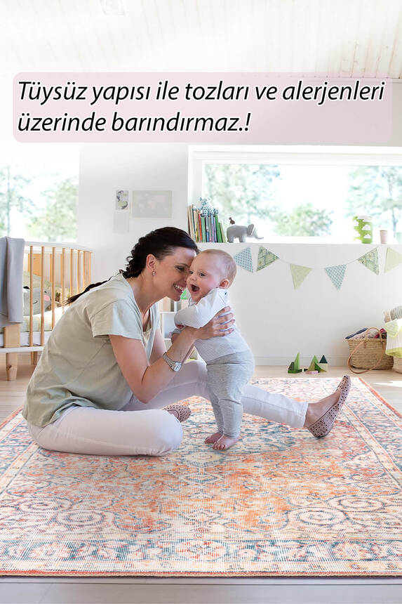 Outlet 75x230 Blues Vintage Desenli Dokuma Taban Dekoratif Renkli Halı AL-418 - 8