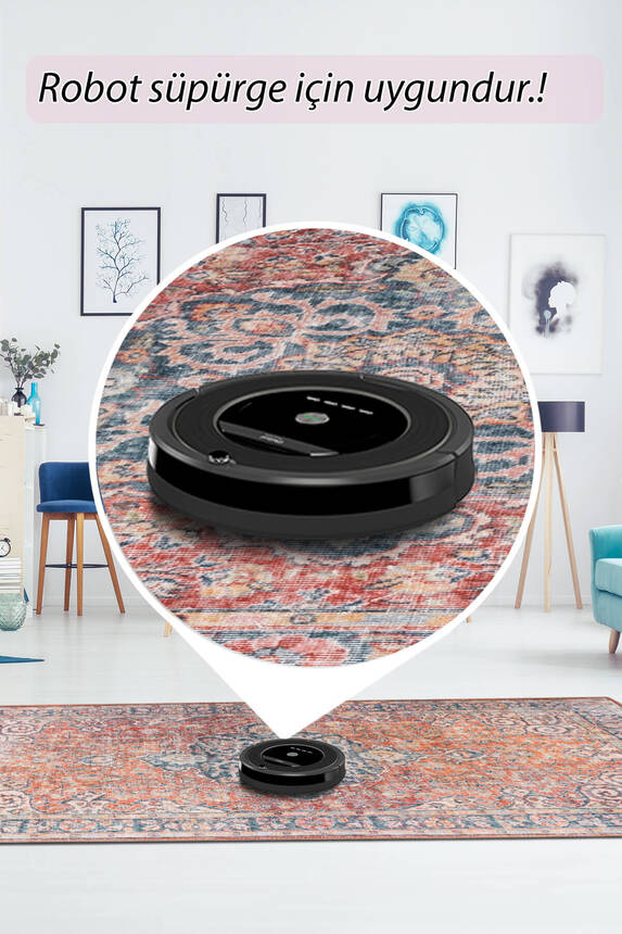 Outlet 75x230 Blues Vintage Desenli Dokuma Taban Dekoratif Renkli Halı AL-418 - 6