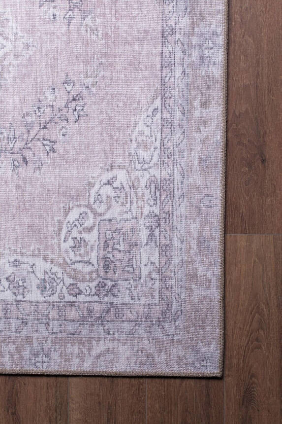 Outlet 75x230 Dorian Eskitme Desenli Dokuma Taban Dekoratif Pembe / Pudra Halı AL-91 - 2