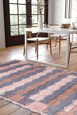 Outlet 75x230 Dorian Modern Desenli Dokuma Taban Dekoratif Kahverengi Halı AL-323 - 1