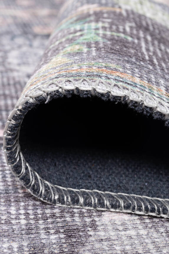 Outlet 75x230 Folk Etnik Desenli Dokuma Taban Dekoratif Gri Halı BA-19 - 4