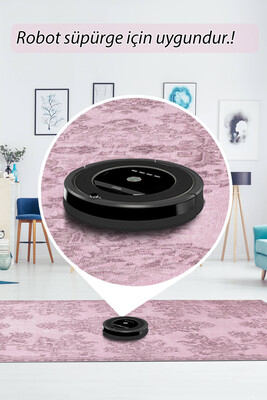 Outlet 75x230 Folk Vintage Desenli Dokuma Taban Dekoratif Pembe Halı BA-02 - 6