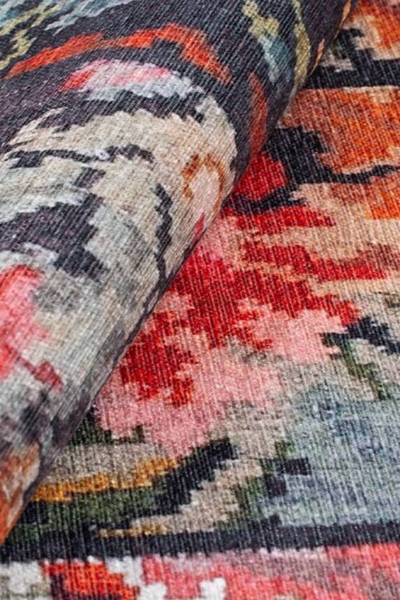 Outlet 75x230 Jazz Patchwork Karabağ Desenli Dokuma Taban Dekoratif Siyah Halı AL-153 - 6