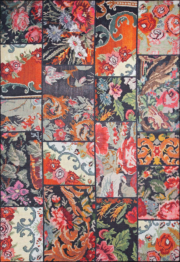 Outlet 75x230 Jazz Patchwork Karabağ Desenli Dokuma Taban Dekoratif Siyah Halı AL-153 - 2