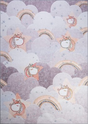 Outlet 75x230 Minor Dokuma Taban Dekoratif Gri Unicornlu Çocuk Halısı AL-143 - 2
