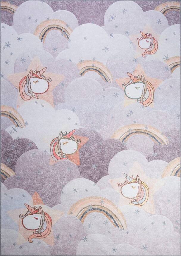Outlet 75x230 Minor Dokuma Taban Dekoratif Gri Unicornlu Çocuk Halısı AL-143 - 2