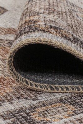 Outlet 75x230 Relic Krem Vintage Dokulu Klasik Desenli Dokuma Tabanlı Şönil Halı AL-516 - 6