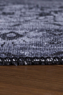 Outlet 75x300 Blues Vintage Desenli Dokuma Taban Dekoratif Gri Halı AL-22 - 7