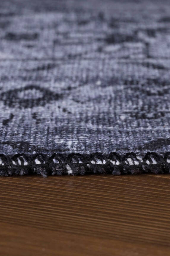 Outlet 75x300 Blues Vintage Desenli Dokuma Taban Dekoratif Gri Halı AL-22 - 7