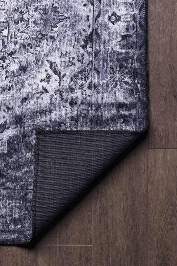 Outlet 75x300 Blues Vintage Desenli Dokuma Taban Dekoratif Gri Halı AL-22 - 5