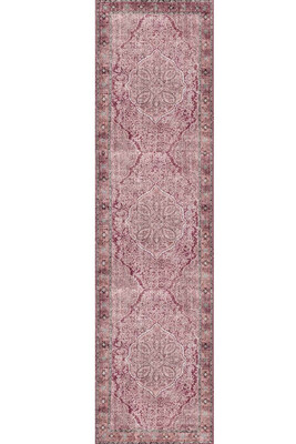Outlet 75x300 Blues Vintage Desenli Dokuma Taban Dekoratif Kırmızı Halı AL-167 - 7