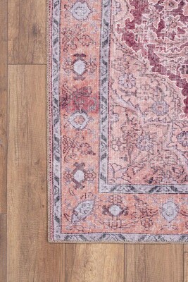 Outlet 75x300 Blues Vintage Desenli Dokuma Taban Dekoratif Kırmızı Halı AL-167 - 2