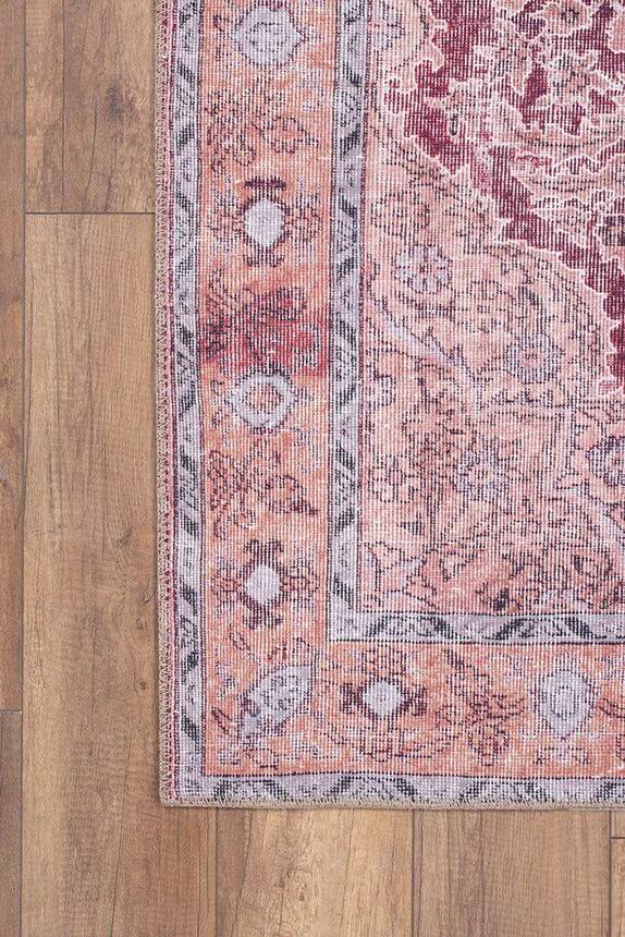 Outlet 75x300 Blues Vintage Desenli Dokuma Taban Dekoratif Kırmızı Halı AL-167 - 2