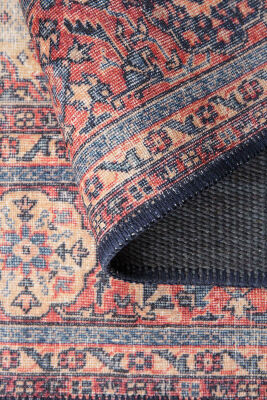 Outlet 75x300 Blues Vintage Desenli Dokuma Taban Dekoratif Lacivert Halı AL-26 - 5