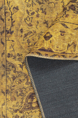 Outlet 75x300 Blues Vintage Desenli Dokuma Taban Dekoratif Sarı Halı AL-24 - 5