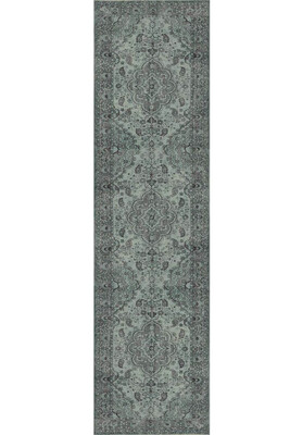 Outlet 75x300 Blues Vintage Desenli Dokuma Taban Dekoratif Yeşil Halı AL-139 - 8