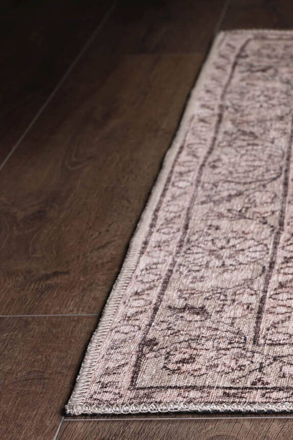 Outlet 75x300 Dorian Eskitme Desenli Dokuma Taban Dekoratif Bej Halı AL-20 - 5
