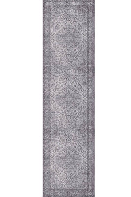 Outlet 75x300 Dorian Eskitme Desenli Dokuma Taban Dekoratif Gri Halı AL-97 - 8