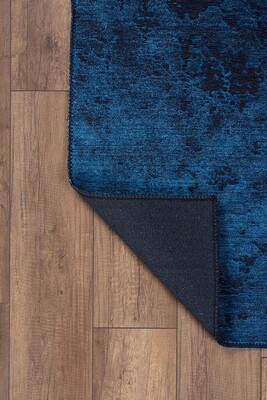 Outlet 75x300 Dorian Eskitme Desenli Dokuma Taban Dekoratif Mavi Halı AL-186-MV - 3