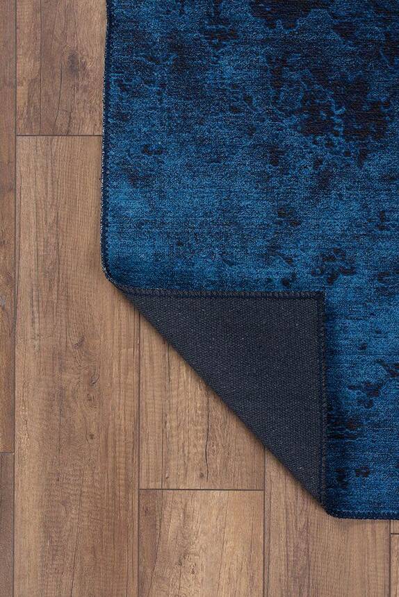 Outlet 75x300 Dorian Eskitme Desenli Dokuma Taban Dekoratif Mavi Halı AL-186-MV - 3