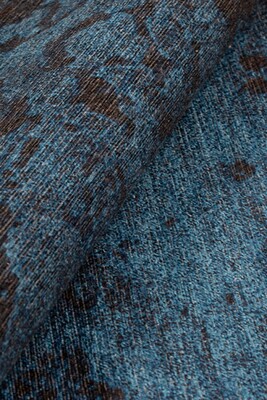 Outlet 75x300 Dorian Eskitme Desenli Dokuma Taban Dekoratif Mavi Halı AL-186-MV - 4