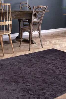 Outlet 75x300 Dorian Eskitme Desenli Dokuma Taban Dekoratif Siyah Halı AL-86 - 1