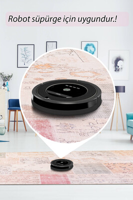 Outlet 75x300 Folk Patchwork Desenli Dokuma Taban Dekoratif Bej Halı BA-16 - 6