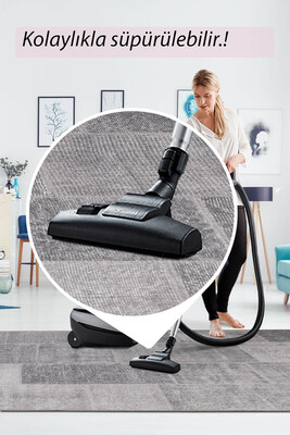 Outlet 75x300 Folk Patchwork Desenli Dokuma Taban Dekoratif Gri Halı BA-36 - 7