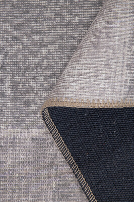 Outlet 75x300 Folk Patchwork Desenli Dokuma Taban Dekoratif Gri Halı BA-36 - 5