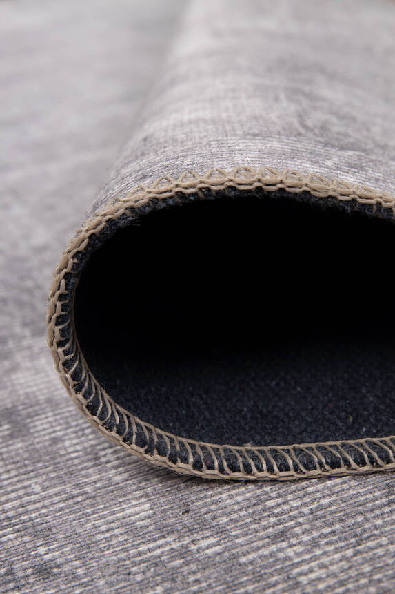 Outlet 75x300 Folk Patchwork Desenli Dokuma Taban Dekoratif Gri Halı BA-36 - 4