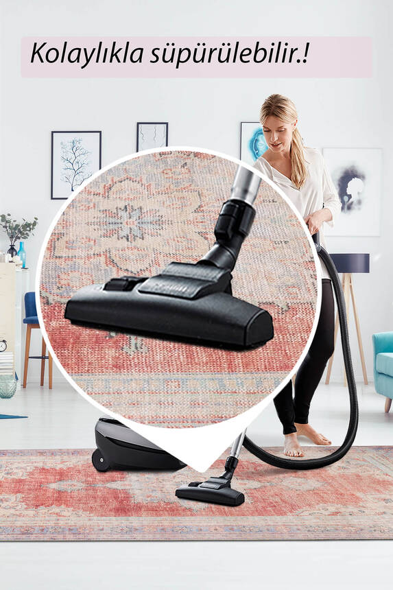Outlet 75x300 Folk Vintage Desenli Dokuma Taban Dekoratif Kırmızı Halı BA-11 - 5