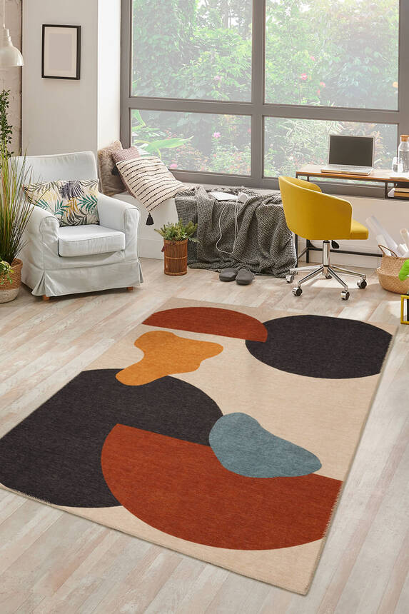 Outlet 75x300 Funk Şönil Dokuma Pamuk Polyester Renkli Halı AL-402 - 1