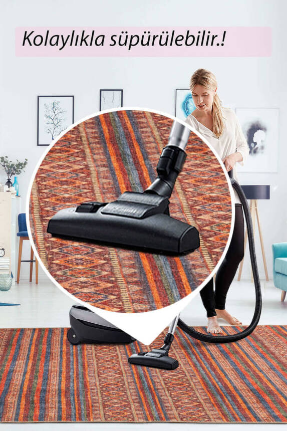 Outlet 75x300 Soul Etnik Desenli Dokuma Taban Dekoratif Kırmızı Halı AL-431 - 7