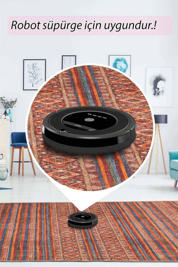 Outlet 75x300 Soul Etnik Desenli Dokuma Taban Dekoratif Kırmızı Halı AL-431 - 6