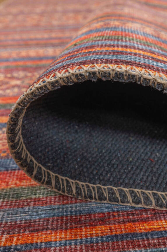 Outlet 75x300 Soul Etnik Desenli Dokuma Taban Dekoratif Kırmızı Halı AL-431 - 5