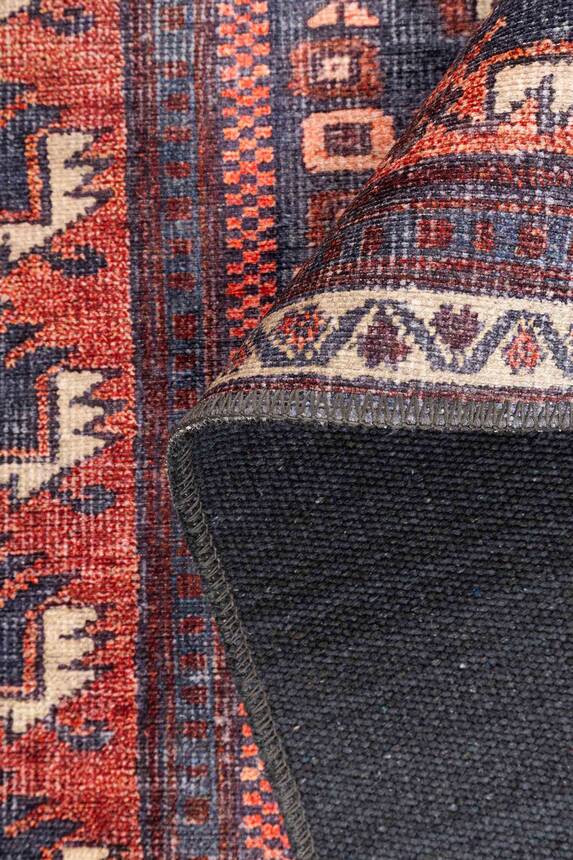 Outlet 80x150 Artloop Fuga Yumuşak Dokulu Bordo Etnik Desenli Halı KA-44 - 3