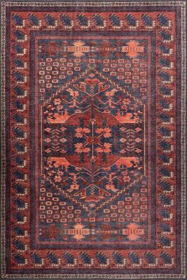 Outlet 80x150 Artloop Fuga Yumuşak Dokulu Bordo Etnik Desenli Halı KA-44 - 2