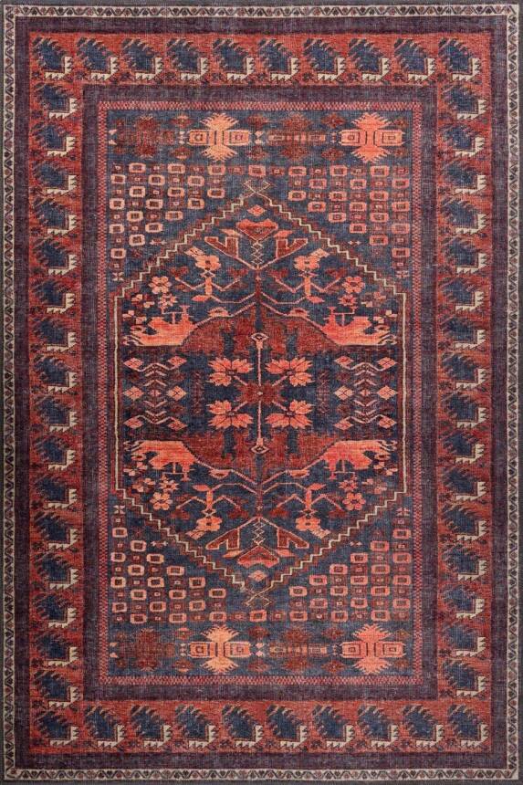 Outlet 80x150 Artloop Fuga Yumuşak Dokulu Bordo Etnik Desenli Halı KA-44 - 2