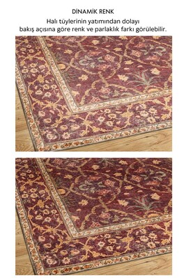 Outlet 80x150 Artloop Fuga Yumuşak Dokulu Bordo Vintage Desenli Halı KA-48 - 5