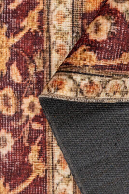 Outlet 80x150 Artloop Fuga Yumuşak Dokulu Bordo Vintage Desenli Halı KA-48 - 3