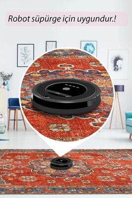 Outlet 80x150 Artloop Fuga Yumuşak Dokulu Kırmızı Vintage Desenli Halı KA-34 - 7