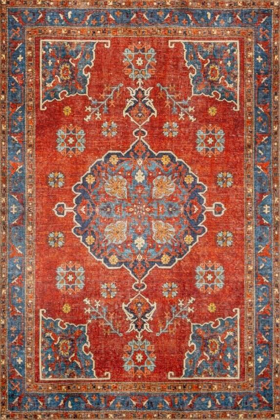 Outlet 80x150 Artloop Fuga Yumuşak Dokulu Kırmızı Vintage Desenli Halı KA-34 - 2